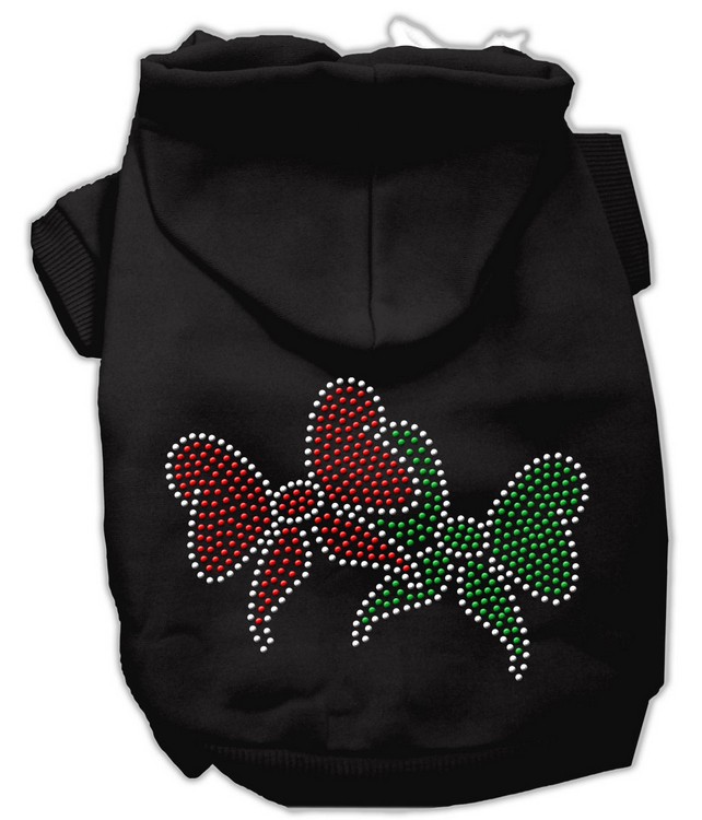 Christmas Bows Rhinestone Hoodie Black L